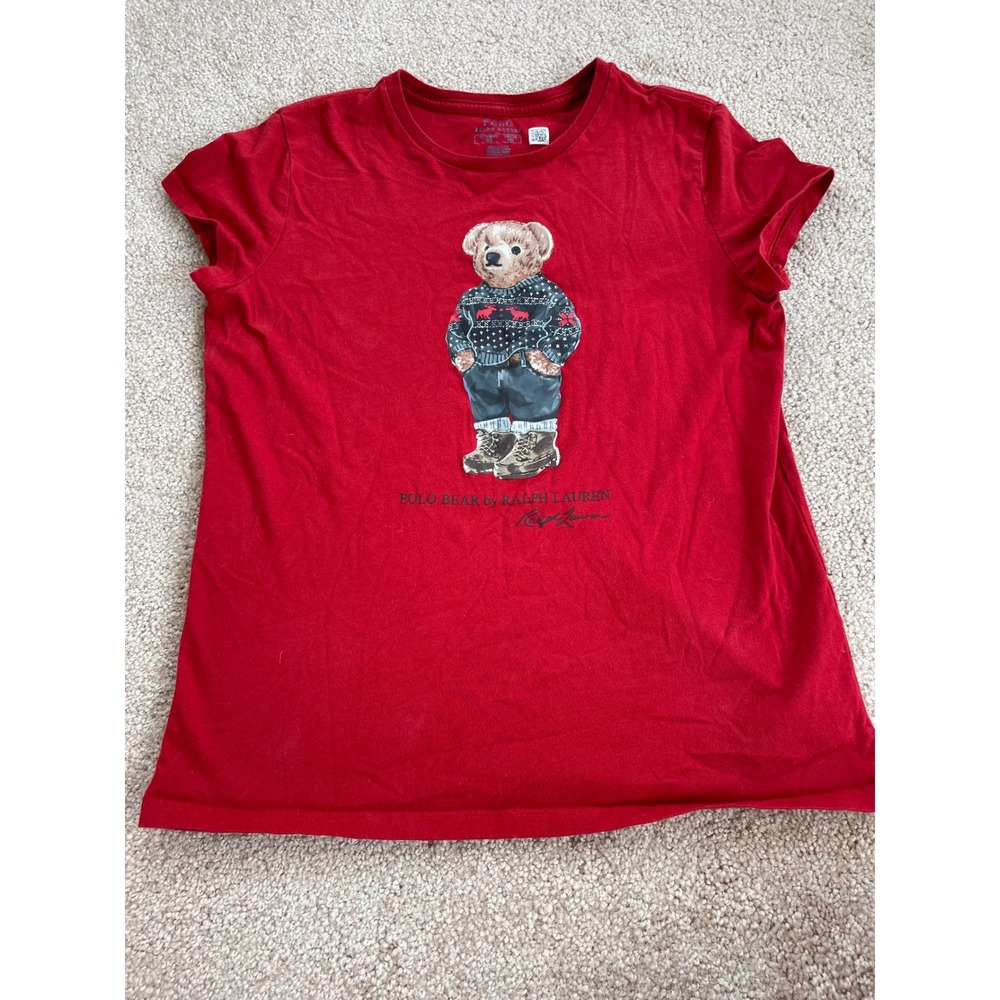Polo Ralph Lauren Kids Red Polo Bear Graphic T-Shirt XL 16 Short Sleeve Tee